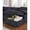 L-Shaped Sectional Sofas with Pull-Out Loveseat Sleeper, Storage Chaise, and Toss Pillows, Available in Dark Gray, Light Gray, or Beige - 3 of 4