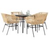 vidaXL Patio Dining Set with Cushions Table and Chairs Set Poly Rattan Glass - Brown 31.5" x 31.5" x 29.1" 4 Piece - 2 of 4