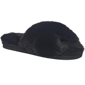 Aeropostale Women's Fuzzy Criss Cross House Slippers with Cushioned Comfort - 1 of 4