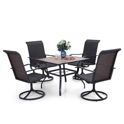 5pc Patio Dining Set Wh 360 Swivel, Sears Bar Table And Stools Swivel Chair
