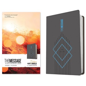 The Message Deluxe Gift Bible (Leather-Look, Charcoal Ascension and Blue Diamonds) - by  Eugene H Peterson (Leather Bound) - 1 of 1