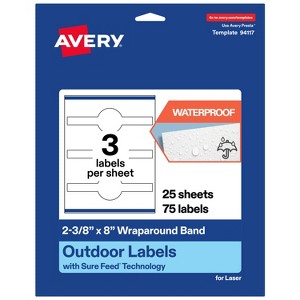 Avery Waterproof Wraparound Band Labels, 2-3/8" x 8", 75 Total - 1 of 4