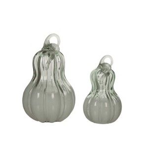 Transpac Glass 11 in. Clear Harvest Pumpkins with Matching Stems Set of 2 - 1 of 2
