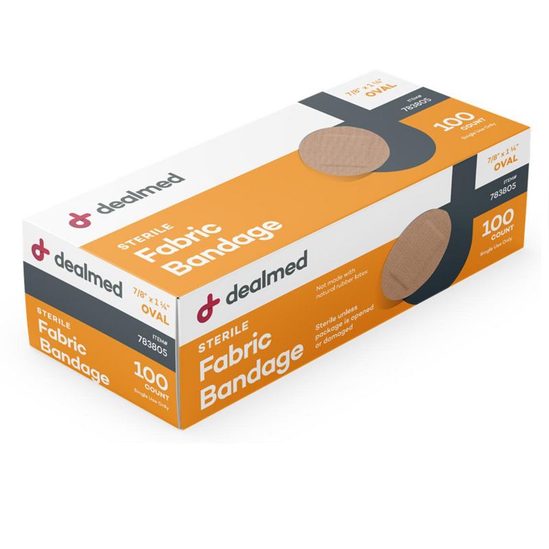 Dealmed Fabric Oval Adhesive Bandages with Non-Stick Pad, Latex Free Wound Care, 1 of 5