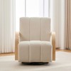 30.3"W PU Upholstered 360° Swivel Accent Chair with Solid Wood Armrests, Channel Tufted Lounge Reading Single Sofa Armchair for Bedroom - 2 of 4