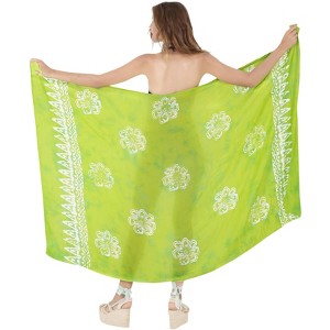 LA LEELA Women's Summer Bikini Wraps Beach Wrap Swimwear Sarong Cover up Skirt Swimsuit Pareo Coverups for Women One Size Green, Floral - 1 of 4