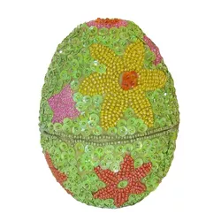 Kurt Adler 5 Inch Decorative Egg Container with Beads and Sequins
