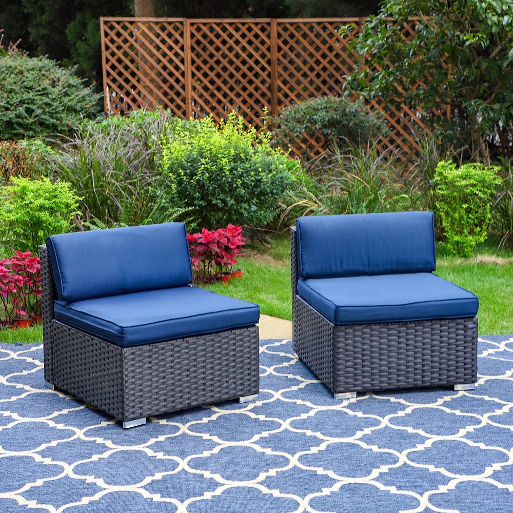 2pk Outdoor Sectional Chairs with Cushions Captiva Designs