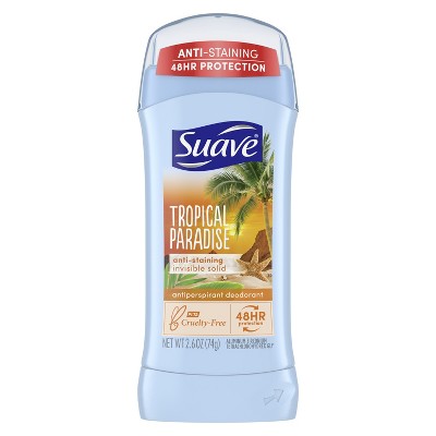 Suave Deodorant Antiperspirant Stick Tropical Paradise 48-hour Odor and Wetness Protection Deodorant for Women 2.6 oz