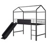 NicBex Twin Size Loft Bunk Bed, House Shaped Metal Bed Frame with Blackboard, Slide and Ladder for Bedroom - 3 of 4