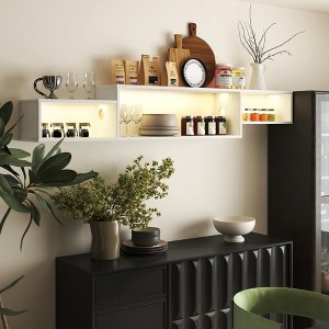 CAVINAS Modern Floating TV Stand Wall Mounted, Wall Mounted Floating TV Stand with 20 Color LEDs and Charging Station - 1 of 4