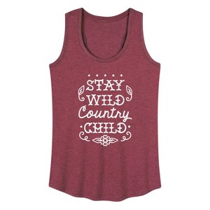 Women's - Instant Message - Stay Wild Country Child Graphic Racerback Tank - 1 of 4