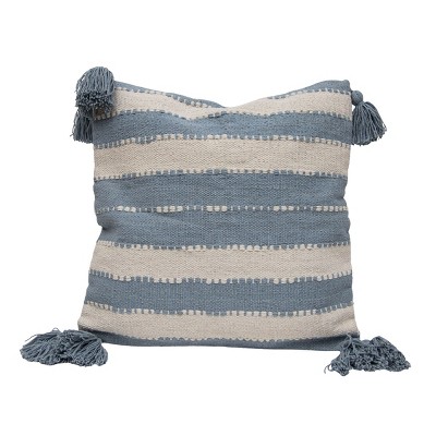 Photo 1 of 20x20 Inches Hand Woven Blue Cotton with Polyester Fill Pillow - Foreside Home & Garden