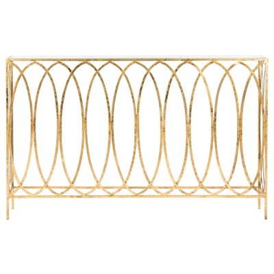 Carina Oval Ringed Console Table - Gold - Safavieh