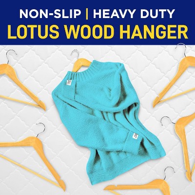 Lifemaster Natural Maple Wooden Suit Hangers with Swivel Hook, 50 Pack