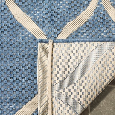 Blue and Beige Geometric Indoor/Outdoor Area Rug 2'7" x 5'