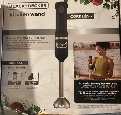 Black+decker Kitchen Wand Cordless Immersion Blender, 4 in 1 Multi Tool Set, Hand Blender with Charging Dock, Grey (BCKM1014K01)