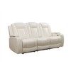 MAYEERTY Power Reclining Sofa, Electric 3-Seat Leather Recliner with USB Charging, Reversible Table & Ambient LED Lighting for Living Room, White - 3 of 4