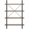 Lorell SOHO Rustic Metal Frame Bookcase - 39.4" x 11.8"57.5" - 4 Shelve(s) - Band Edge - Finish: Walnut - Sturdy, Durable - 3 of 4