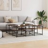 vidaXL Smoked Oak Engineered Wood Coffee/Side Table - Double Tier, Metal Frame, Adjustable Feet - Ideal for Living Room and Lounge - 2 of 4