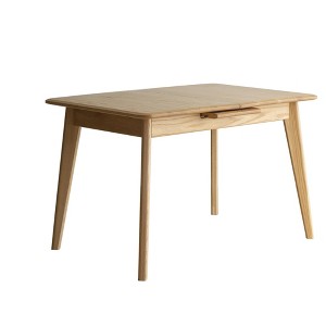 Gulches 47 to 59 Inch Solid Oak Extendable Dining Table 6-10 People Rounded Corners Diagonal Legs Metal Slide Farmhouse Kitchen Dining Room - 1 of 4