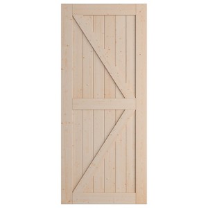 SMARTSTANDARD 84 in. Height K Shape Natural Wood Interior Barn Door (No Hardware Included) - 1 of 4