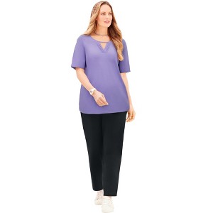 Catherines Suprema Pleat-Neck Tee - 1 of 4