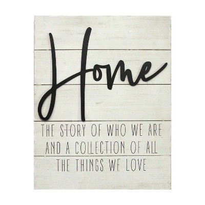 15.75" x 20" "Home" Wall Decor White - Stratton Home Décor