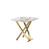 23.22" MDF Square Side Table with Marble Pattern Top and Gold Stainless Steel Base for Living Room - 4 of 4