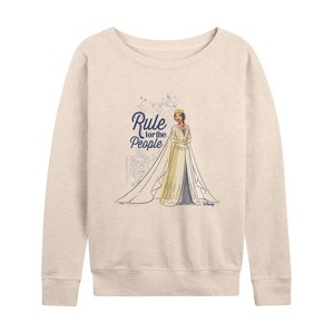 Women's - Disney - Rule For The People Lightweight French Terry Wide Neck Long Sleeve Shirt - 1 of 4
