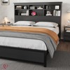 Full Size/Queen Size/King Size Bed Frame with Bookcase Headboard, Tall Wooden Bed Headboard Frame with Type-c & USB Charging Station - 2 of 4