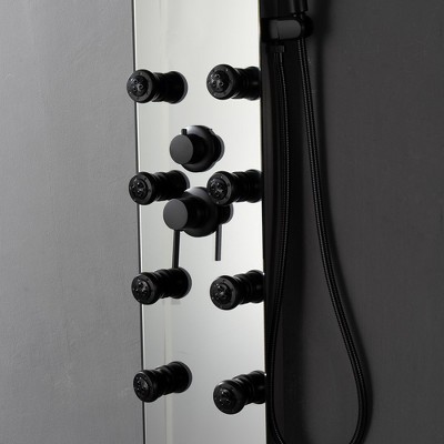Nickel and Black Multifunction Shower Panel System with Body Jets