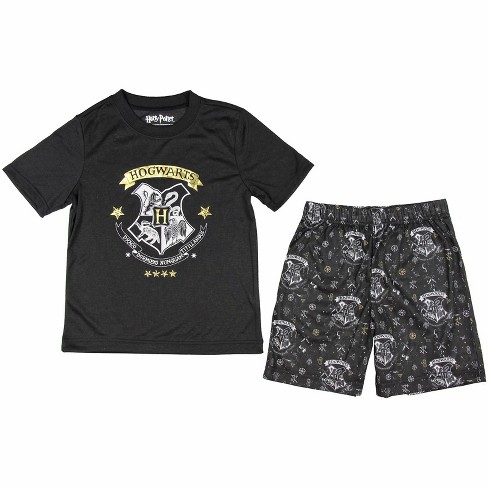 Intimo Harry Potter Big Boys Hogwarts Tee & Shorts Pajama Set (8) Black