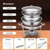 Warmounts 5QT Round Chafing Dish Buffet Set Food Warmer with Glass Lids & Holders - 2 of 4