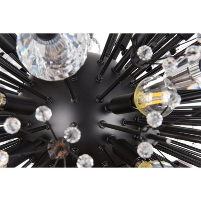 Vera Modern Black Crystal and Metal 38-Light Pendant