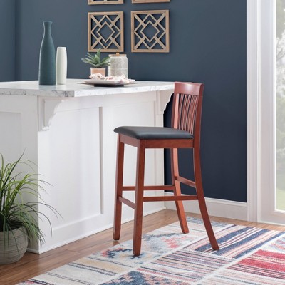 Classic Dark Cherry & Black Faux Leather 31" Craftsman Barstool