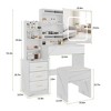 Makeup Vanity Desk with Mirror, Vanity Table and Chair Set, 3 Color Modes Adjustable, Multi-Layer Shelves and Drawer Storage, for Bedroom - 3 of 4