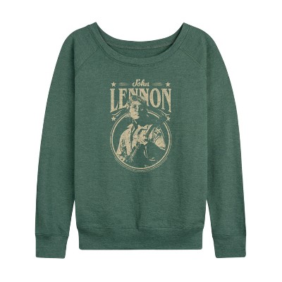 Women's - John Lennon - Vintage Guitar Lightweight French Terry Wide Neck Long Sleeve Shirt