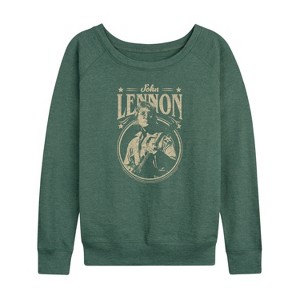 Women's - John Lennon - Vintage Guitar Lightweight French Terry Wide Neck Long Sleeve Shirt - 1 of 4