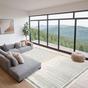 Garvee Modern Geometric Soft Area Rug,Thin Foldable Low Pile Floor Carpet,Non Slip -Stain Resistant Rug - 1 of 4