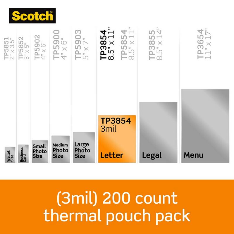 Scotch® Thermal Laminating Pouches, 3 mil Size, Pack of 200, 4 of 9