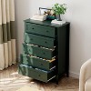 5 Drawer Dresser for Bedroom, Tall Modern Chest with Deep Drawers & Metal Knobs, Wooden Storage Cabinet for Hallway, Entryway, or Closet, Green - 4 of 4