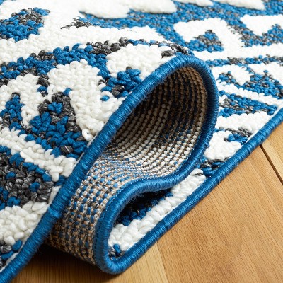 Moroccan Tassel Shag MTS652 Power Loomed Indoor Area Rug - Navy/Ivory - 6'7"x6'7" - Safavieh