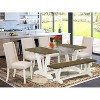 HomeStock 6-Piece Rectangle Distressed Jacobean Finish Solid Wood Top Dining Table with 1-Bench, 4-Chairs - 2 of 4
