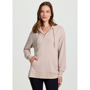 RBX Active Women's Ultra Lightweight French Terry V-Neck Hoodie Tunic Sweatshirt with Pocket - 1 of 4