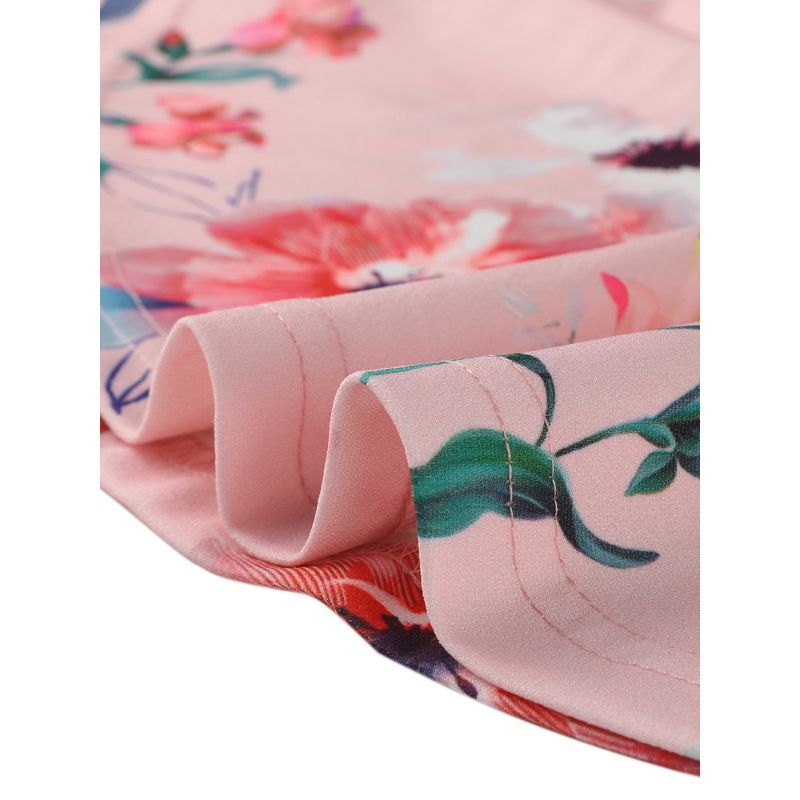 Allegra K Women's Floral Print Sleeveless V Neck Tie Waist Cami Top, 5 of 6