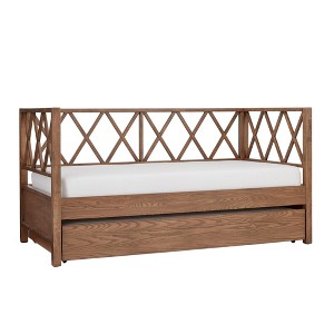 Twin Over Twin Monroe X Back Wood Daybed and Trundle Walnut Brown - Inspire Q, Brown Brown