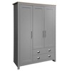 TIRAMISUBEST Three Door Storage Wardrobe with Cabinets and Two Hanging Rods - Mobile Lateral Filing Cabinet, Locking Wheels, Adjustable Shel - 3 of 4
