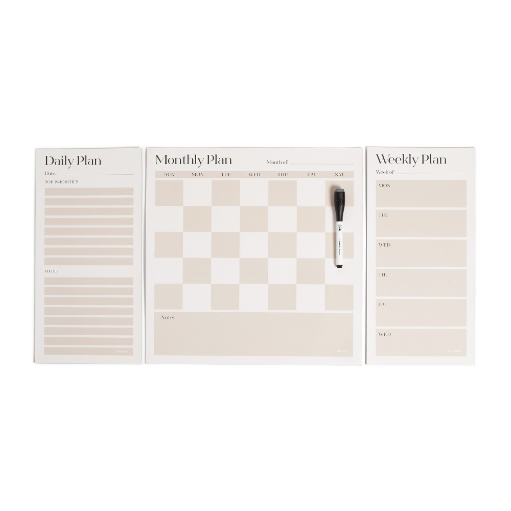 Photos - Dry Erase Board / Flipchart U Brands Vinyl Magnetic Calendar Planner Value Pack for Fridge Checkerboard: Wall Calendar & Office Presentation Board