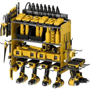 Wall-Mount Modular Tool Organizer 8-Outlet Charging Station - Holds 6 Drills & Batteries - 1 of 4
